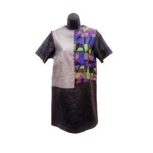 Creatures of the wind faux leather colorblock Midi